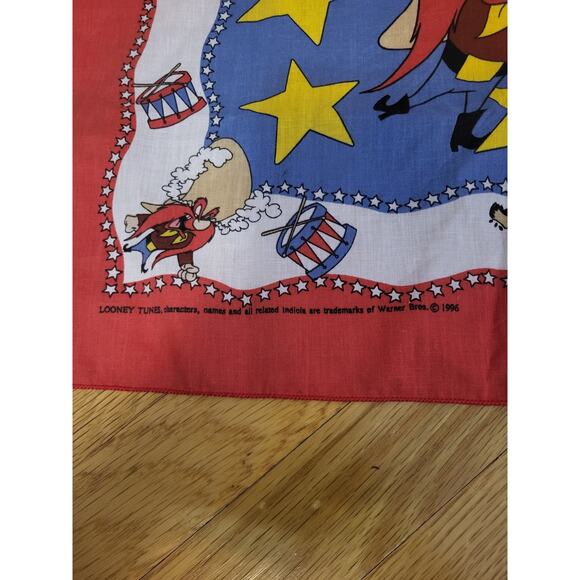 Vintage 1996 Looney Tunes Yosemite Sam Patriotic Bandana Red White Blue Stars - Picture 3 of 5